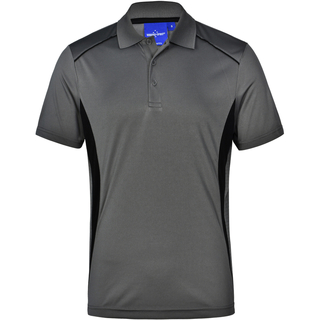 Men s CoolDry Short Sleeve Contrast Polo - Ash / Black - XS