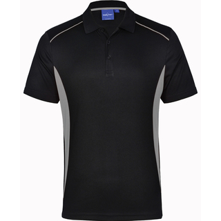 Men s CoolDry Short Sleeve Contrast Polo - Black / Ash - 1XL