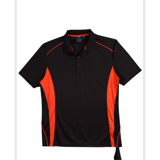 Men s CoolDry Short Sleeve Contrast Polo - Black / Orange - 2XL