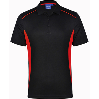 Men s CoolDry Short Sleeve Contrast Polo - Black / Red - XS