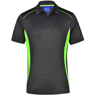 Men s CoolDry Short Sleeve Contrast Polo - Charcoal / Lime - 2XL