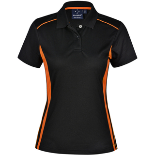 Ladie s CoolDry Short Sleeve Contrast Polo - Black / Orange - 10