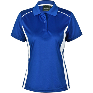 Ladie s CoolDry Short Sleeve Contrast Polo - Royal / White - 10