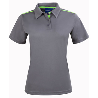 Ladies Rapid Cool Short Sleeve Contrast Polo - Ash / Lime - 10