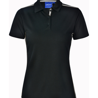 Ladies Rapid Cool Short Sleeve Contrast Polo - Black / Ash - 10