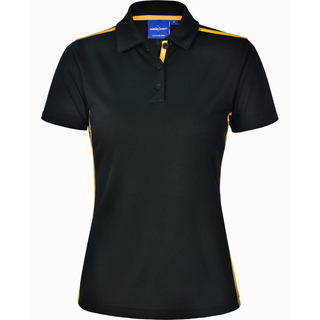 Ladies Rapid Cool Short Sleeve Contrast Polo - Black / Gold - 10