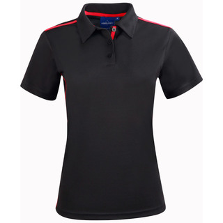 Ladies Rapid Cool Short Sleeve Contrast Polo - Black / Red - 10