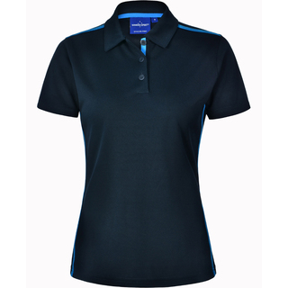 Ladies Rapid Cool Short Sleeve Contrast Polo - Navy / Cyan - 10