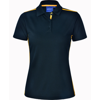 Ladies Rapid Cool Short Sleeve Contrast Polo - Navy / Gold - 10