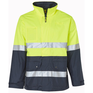 Hi-Vis Long Line Safety Jacket With 3M Tapes - Yellow / Navy - 2XL