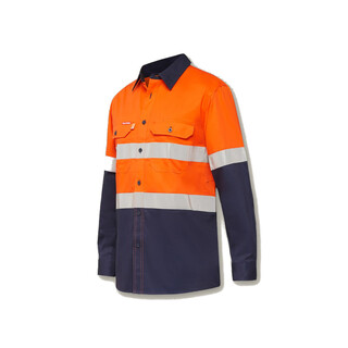 WORKWEAR, SAFETY & CORPORATE CLOTHING SPECIALISTS DISCONTINUED - Koolgear - Ventilated Hi-Vis Two Tone Shirt with Tape Long Sleeve