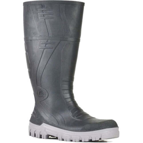 WORKWEAR, SAFETY & CORPORATE CLOTHING SPECIALISTS - Jobmaster 3 Gumboots - Black / Grey PVC 400mm Safety Gumboot