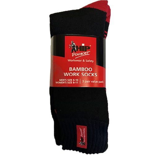 WORKWEAR, SAFETY & CORPORATE CLOTHING SPECIALISTS - BAMBOO HIP POCKET 3 PACK SOCKS RRP $36.95