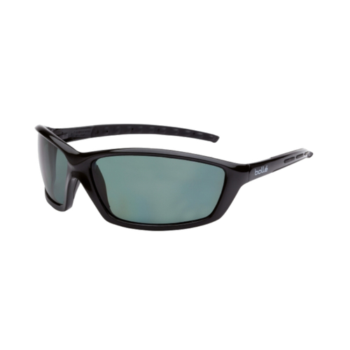 WORKWEAR, SAFETY & CORPORATE CLOTHING SPECIALISTS PROWLER Gloss Black Frame Green Polarised Lens - Soft Drawstring Pouch - Spectacles