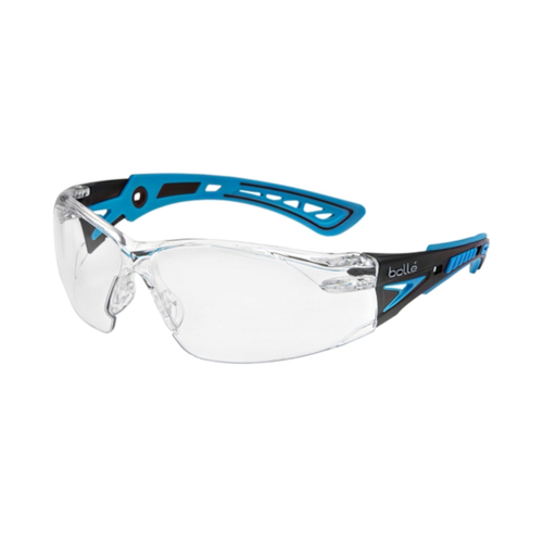 WORKWEAR, SAFETY & CORPORATE CLOTHING SPECIALISTS RUSH+ SMALL Black / Blue Temples PLATINUM AS/AF Clear Lens - Spectacles