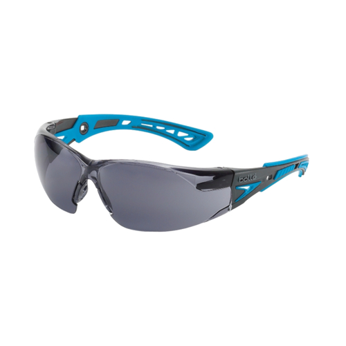 WORKWEAR, SAFETY & CORPORATE CLOTHING SPECIALISTS RUSH+ SMALL Black / Blue Temples PLATINUM AS/AF Smoke Lens - Spectacles