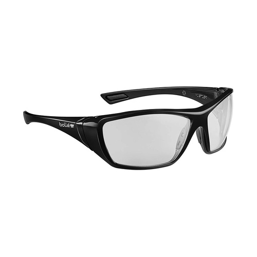WORKWEAR, SAFETY & CORPORATE CLOTHING SPECIALISTS - HUSTLER Platinum Lite AS/AF Clear Lens Black Frame Go Green