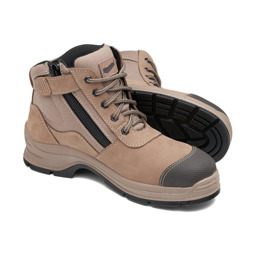 WORKWEAR, SAFETY & CORPORATE CLOTHING SPECIALISTS Stone nubuck zip side ankle safety boot