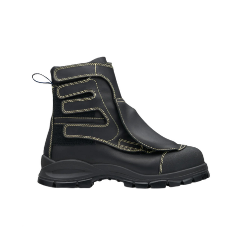 WORKWEAR, SAFETY & CORPORATE CLOTHING SPECIALISTS Black flame retardant leather smelter boot with metatarsal guard - 230mm height