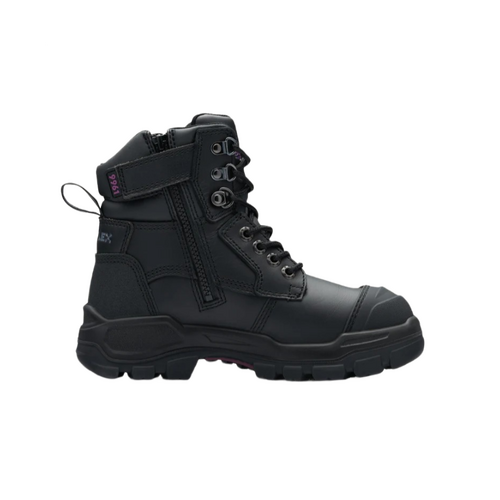 WORKWEAR, SAFETY & CORPORATE CLOTHING SPECIALISTS - RotoFlex Black water-resistant Platinum leather 150mm zip sided women's safety boot