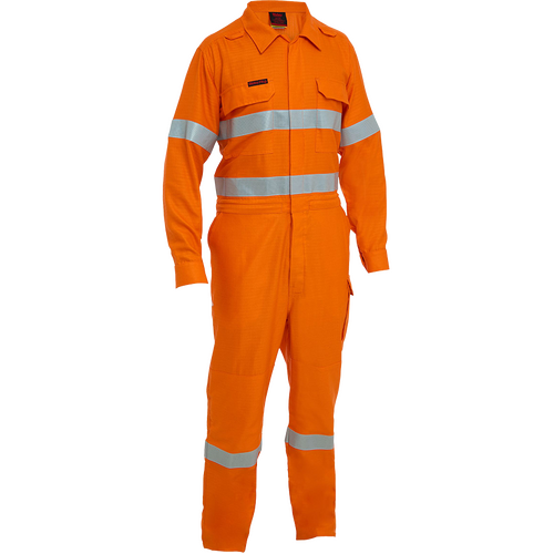 WORKWEAR, SAFETY & CORPORATE CLOTHING SPECIALISTS Apex 160/185 Taped Hi Vis FR Ripstop Vented Coverall with Waist Zip Opening