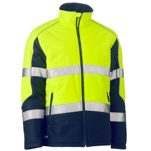 WORKWEAR, SAFETY & CORPORATE CLOTHING SPECIALISTS - DISCONTINUED - TAPED HI VIS PUFFER JACKET WITH STAND COLLAR