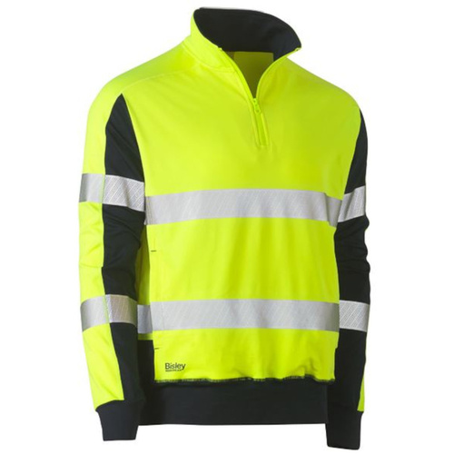 WORKWEAR, SAFETY & CORPORATE CLOTHING SPECIALISTS DISCONTINUED - TAPED HI VIS STRETCHY FLEECE ZIP PULLOVER...RRP $95.95