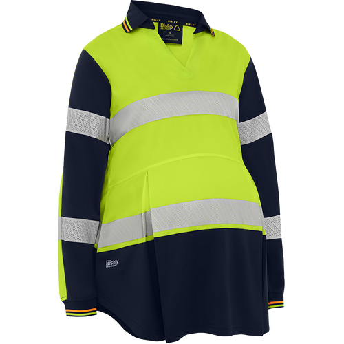 WORKWEAR, SAFETY & CORPORATE CLOTHING SPECIALISTS Women's Taped Hi Vis Recycled V-Neck Maternity Polo