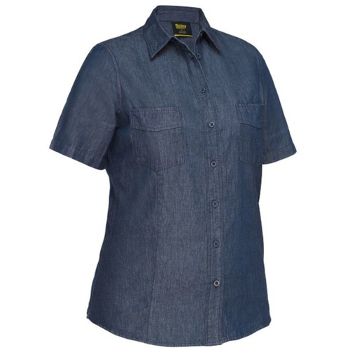 WORKWEAR, SAFETY & CORPORATE CLOTHING SPECIALISTS - DISCONTINUED - WOMENS SHORT SLEEVE DENIM WORK SHIRT