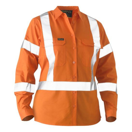 WORKWEAR, SAFETY & CORPORATE CLOTHING SPECIALISTS - WOMEN'S X TAPED HI VIS RECYCLED DRILL SHIRT
