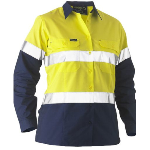 WORKWEAR, SAFETY & CORPORATE CLOTHING SPECIALISTS WOMEN'S TAPED TWO TONE HI VIS RECYCLED DRILL SHIRT