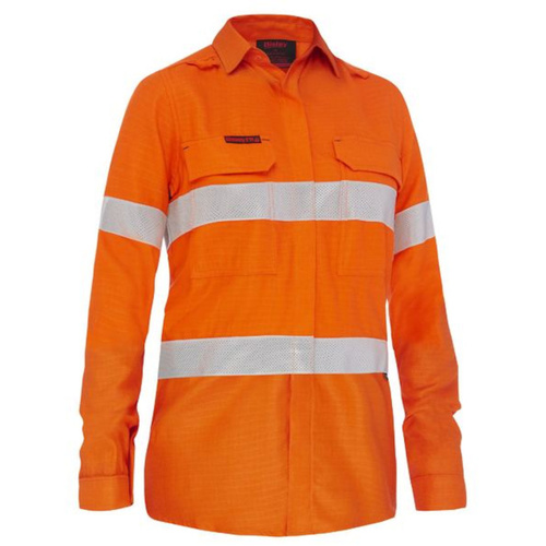 WORKWEAR, SAFETY & CORPORATE CLOTHING SPECIALISTS - APEX 160 WOMEN'S TAPED HI VIS LIGHTWEIGHT FR RIPSTOP VENTED SHIRT