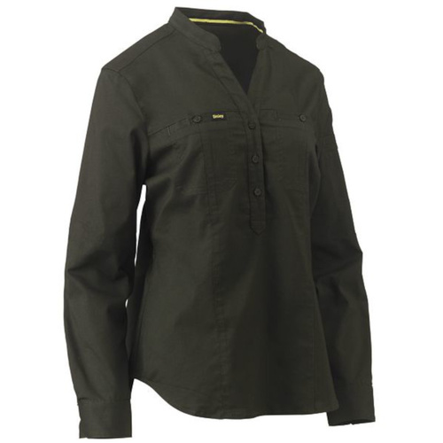 WORKWEAR, SAFETY & CORPORATE CLOTHING SPECIALISTS WOMENS STRETCH V-NECK CLOSED FRONT SHIRT
