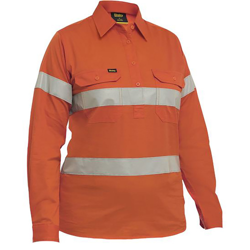 WORKWEAR, SAFETY & CORPORATE CLOTHING SPECIALISTS Women's Taped Hi Vis Cool Lightweight Closed Front Shirt