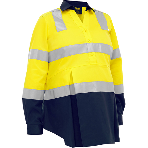 WORKWEAR, SAFETY & CORPORATE CLOTHING SPECIALISTS - Women's Taped Two Tone Hi Vis Closed Front Maternity Shirt