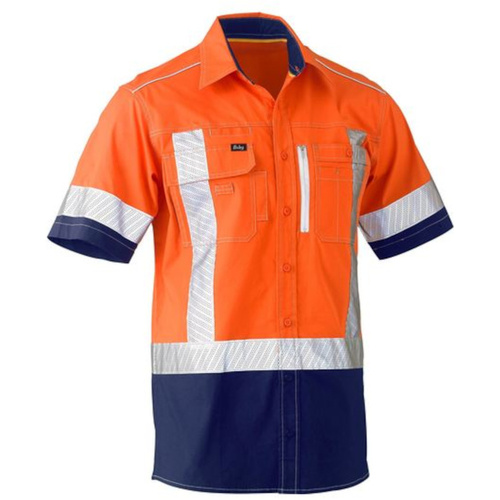 WORKWEAR, SAFETY & CORPORATE CLOTHING SPECIALISTS DISCONTINUED - FLEX & MOVE  X TAPED HI VIS UTILITY SHIRT - SHORT SLEEVE