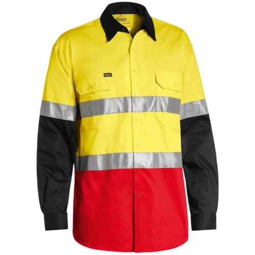 WORKWEAR, SAFETY & CORPORATE CLOTHING SPECIALISTS DISCONTINUED - 3M TAPED HI VIS COOL LIGHTWEIGHT THREE TONE SHIRT - LONG SLEEVE
