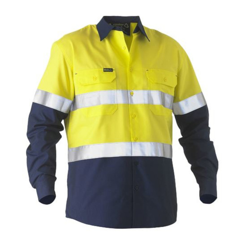 WORKWEAR, SAFETY & CORPORATE CLOTHING SPECIALISTS TAPED TWO TONE HI VIS RECYCLED DRILL SHIRT