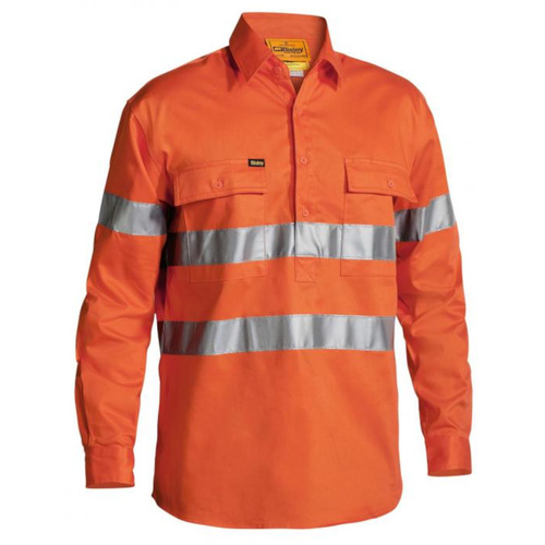 WORKWEAR, SAFETY & CORPORATE CLOTHING SPECIALISTS - 3M TAPED CLOSED FRONT HI VIS DRILL SHIRT - LONG SLEEVE