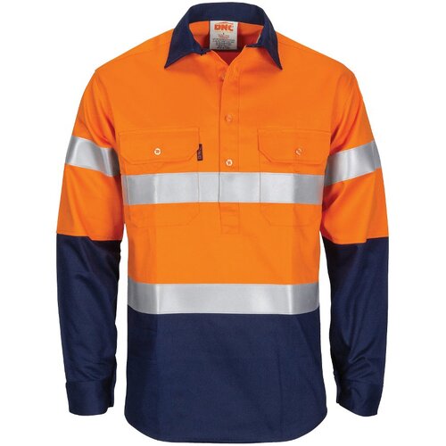 WORKWEAR, SAFETY & CORPORATE CLOTHING SPECIALISTS Patron Saint Flame Retardant 2 Tone Closed Front Cotton Shirt with 3M F/R Tape - L/S