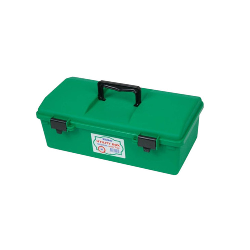 WORKWEAR, SAFETY & CORPORATE CLOTHING SPECIALISTS PLASTIC FIRST AID BOX, 1 TRAY, LARGE, GREEN, EMPTY