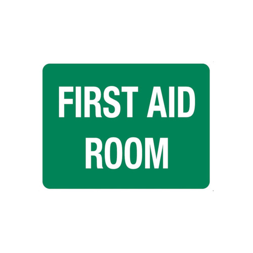WORKWEAR, SAFETY & CORPORATE CLOTHING SPECIALISTS SIGN, FIRST AID ROOM, 600 X 450MM, POLY