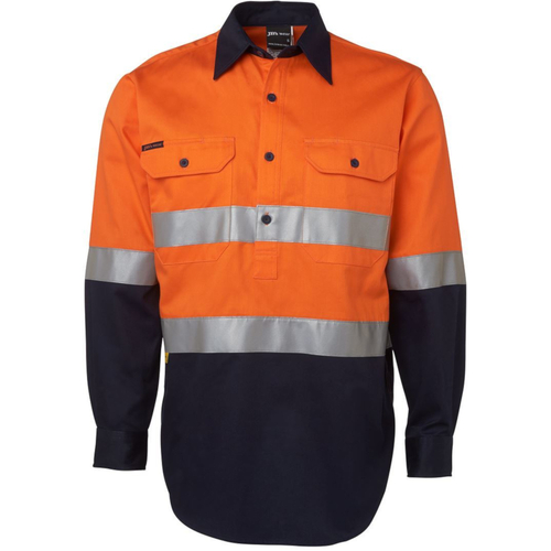 WORKWEAR, SAFETY & CORPORATE CLOTHING SPECIALISTS JB's HI VIS (D+N) CLOSE FRONT L/S SHIRT 190G