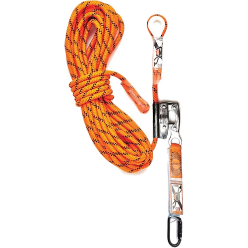 WORKWEAR, SAFETY & CORPORATE CLOTHING SPECIALISTS - Rope Kermantle 15M C/W Rope Grab & Perm Attach Shocky with Screwgate Kara