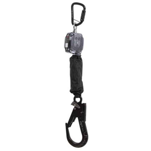WORKWEAR, SAFETY & CORPORATE CLOTHING SPECIALISTS - TETHA BLOQ 2M SELF RETRACTING LIFELINE C/W 1 X TRIPLE ACTION KARABINER AND 1 X TRIPLE ACTION ALUMINIUM SCAFF HOOK