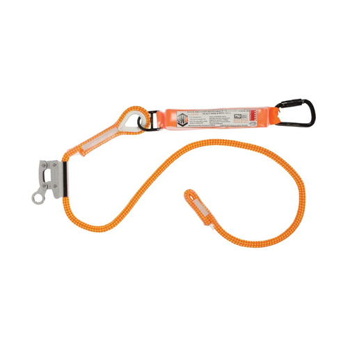 WORKWEAR, SAFETY & CORPORATE CLOTHING SPECIALISTS Single Leg 2M Shock Absorb Adjustable Rope Lanyard with Hardware KS & RG