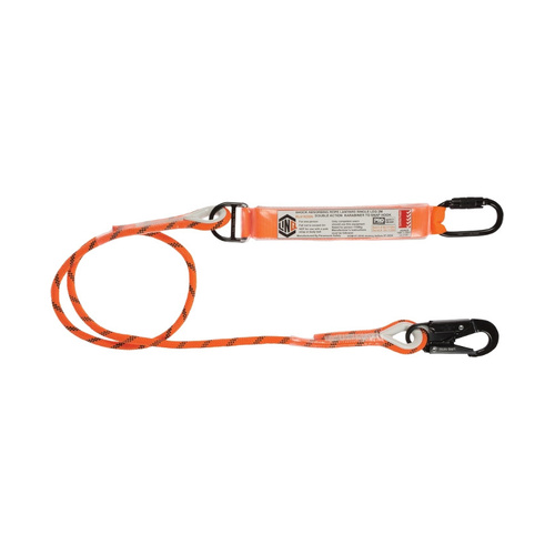 WORKWEAR, SAFETY & CORPORATE CLOTHING SPECIALISTS - Single Leg Kernmantle 2M Shock Absorb Rope Lanyard with Hardware KD & SN