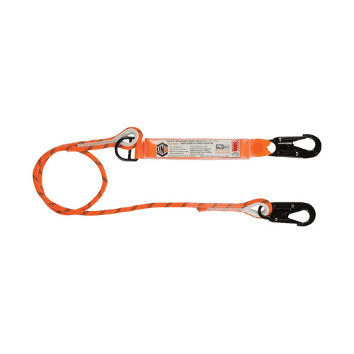 WORKWEAR, SAFETY & CORPORATE CLOTHING SPECIALISTS Single Leg Kernmantle 2M Shock Absorb Rope Lanyard with Hardware SN X2