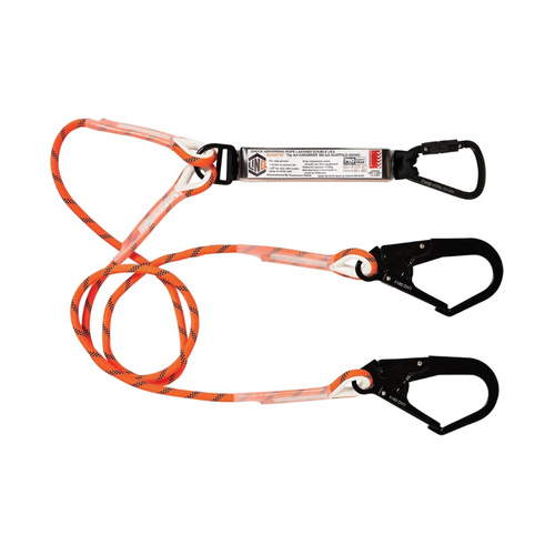 WORKWEAR, SAFETY & CORPORATE CLOTHING SPECIALISTS - Double Leg Kernmantle 2M Shock Absorb Rope Lanyard with Hardware KT & SD