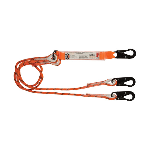 WORKWEAR, SAFETY & CORPORATE CLOTHING SPECIALISTS - Double Leg Kernmantle 2M Shock Absorb Rope Lanyard with Hardware SN X3